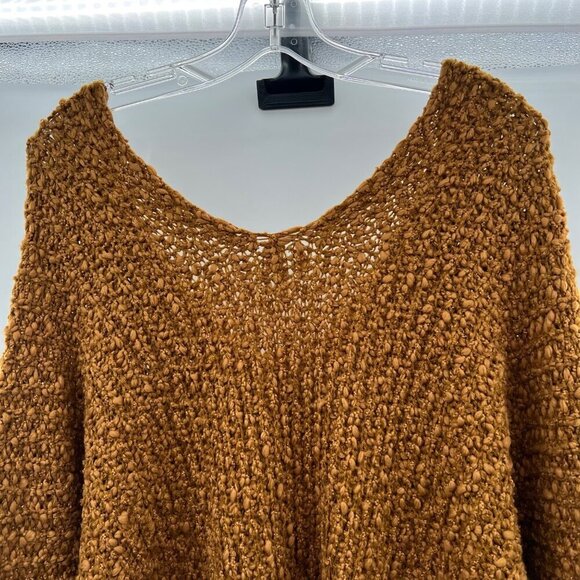 Wishlist Women's Chunk Knit V-Neck Sweater Rust Size S/M - Picture 6 of 9